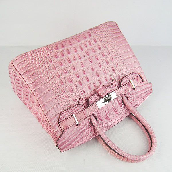 Replica Hermes Birkin 30CM Crocodile Head Veins Bag Pink 6088 On Sale - Click Image to Close